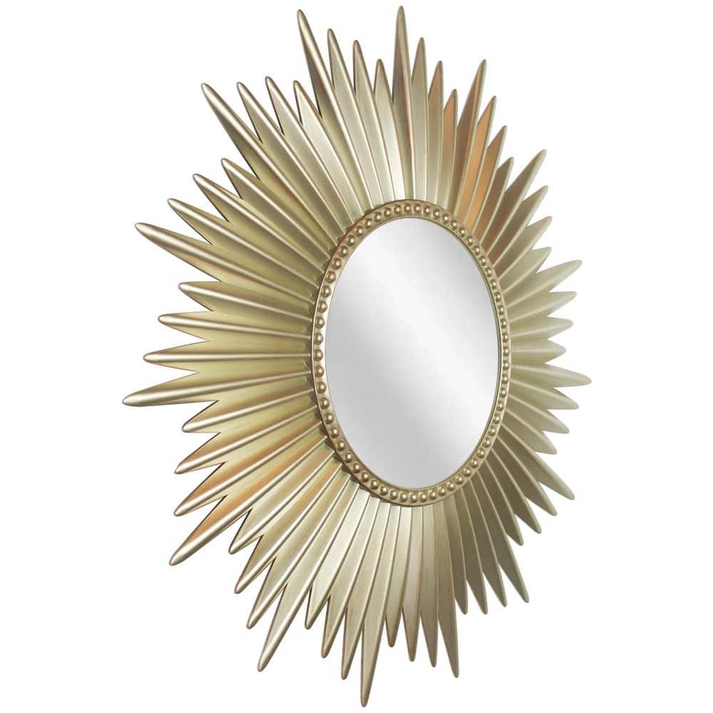 Elegant 24" Sunburst Wall Mirror in Light Gold Finish