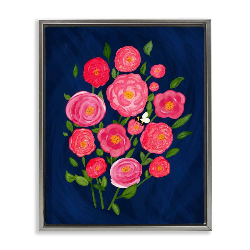 Pink Poses Bunches by Michelle Ingari Designs Gray Floater Frame Nature Graphic Art Print 21 in. x 17 in. price history on PriceWatchPro