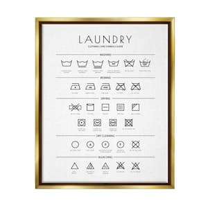 Laundry Cleaning Symbols Minimal Design" by Martina Pavlova Floater Frame Typography Wall Art Print 17 in. x 21 in.
