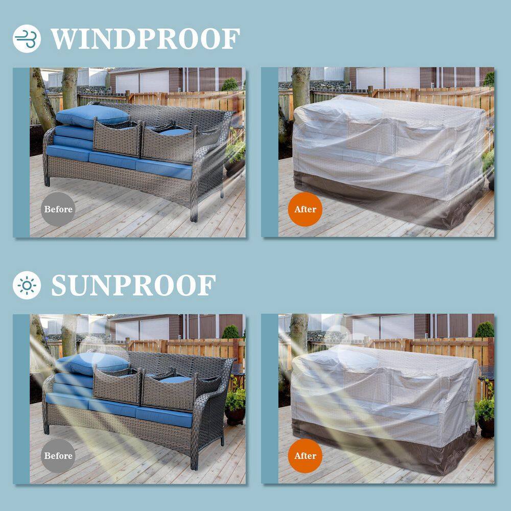 Beige and Brown Weatherproof Outdoor Furniture Cover