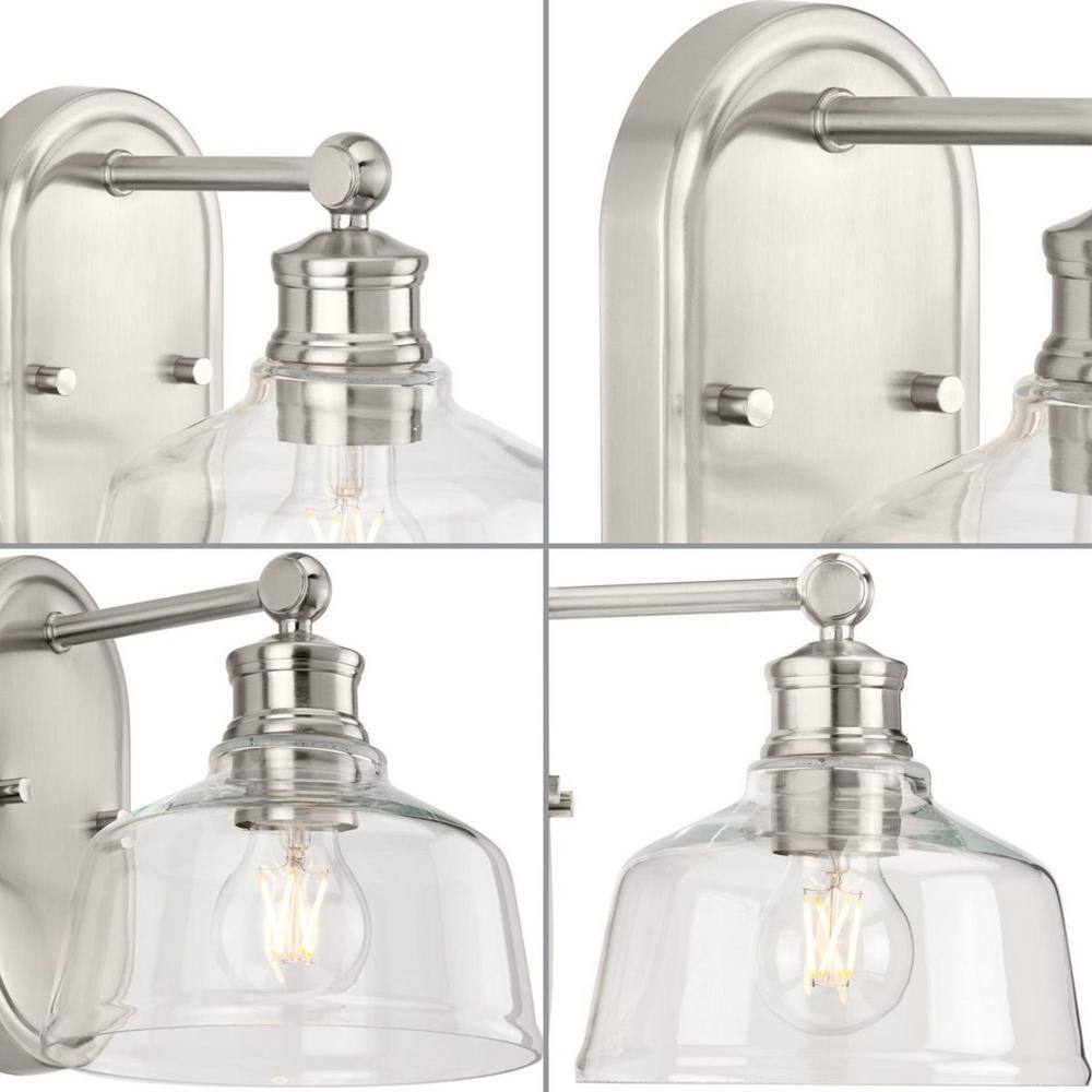 Brushed Nickel 1-Light Vanity Fixture with Clear Glass Shade