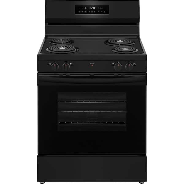 30 in. 4 Burner Free-Standing Electric Range in Black with One-Touch Self Clean