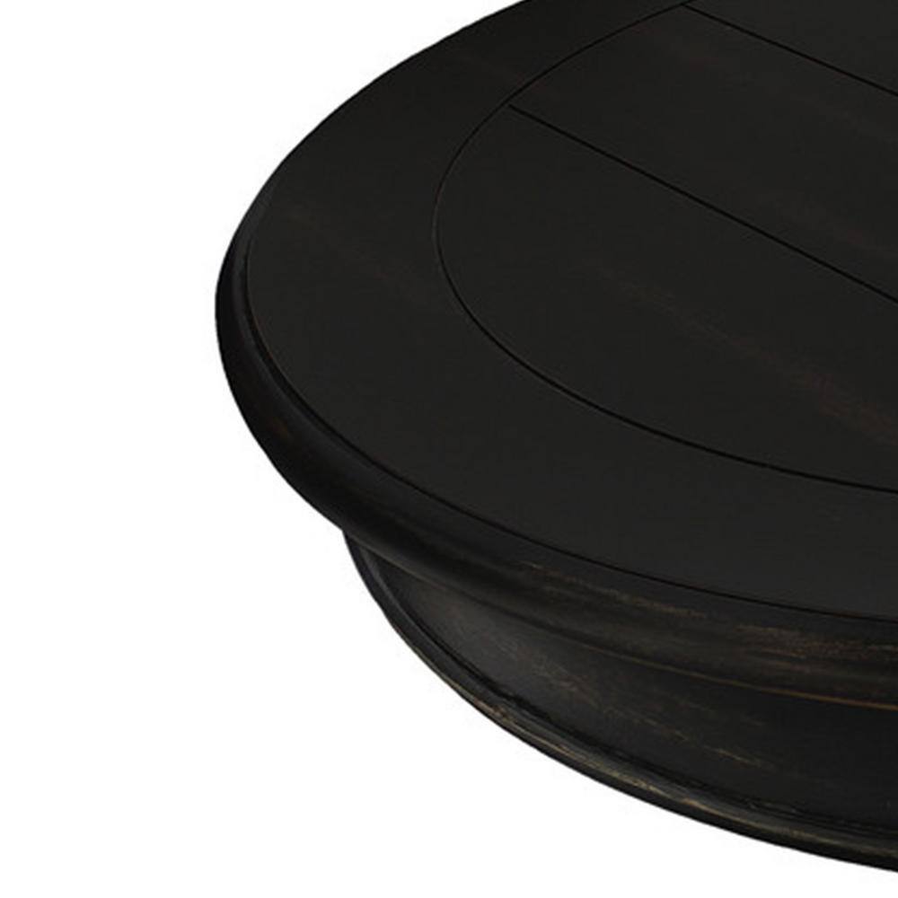 Antique Black 26" Round Engineered Wood Vintage End Table