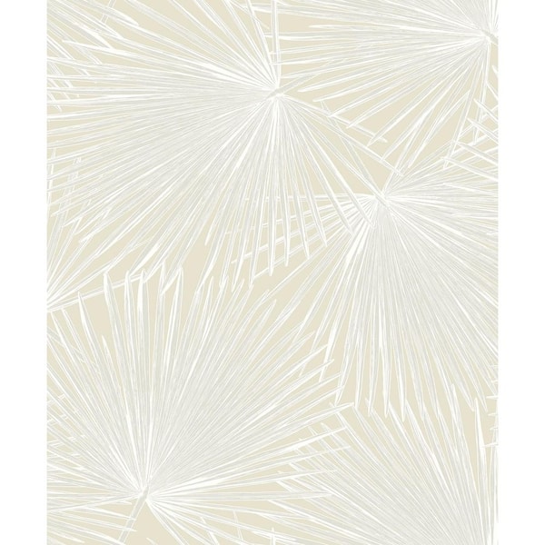 31.35 sq. ft. Pearl Palmate Leaf Frond Vinyl Peel and Stick Wallpaper Roll