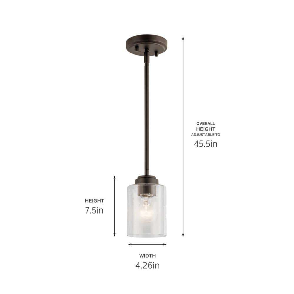 Winslow Olde Bronze Mini Pendant with Clear Seeded Glass