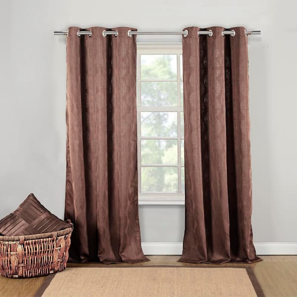 Duck River Chocolate Trellis Grommet Room Darkening Curtain - 40 in. W x 84 in. L (Set of 2)