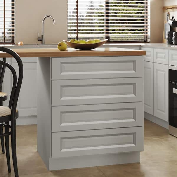 Hausvita 30 in. W x 24 in. D x 34.5 in. H in Traditional Dove Plywood Ready to Assemble Kitchen Base Cabinet with 4 Drawers
