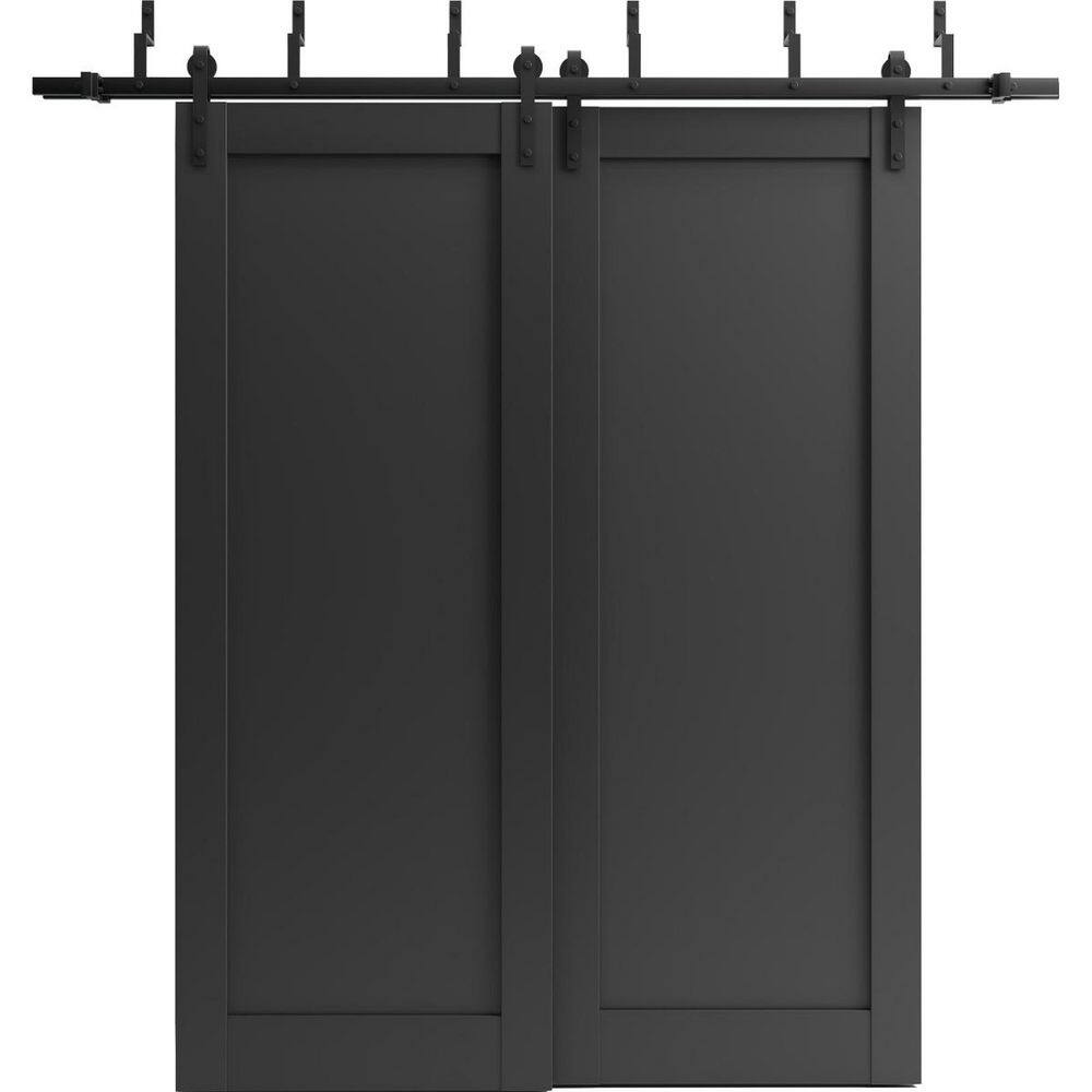 48 in. x 84 in. 2-Panel Black Matte Solid MDF Sliding Barn Door with Hardware Kit price history on PriceWatchPro