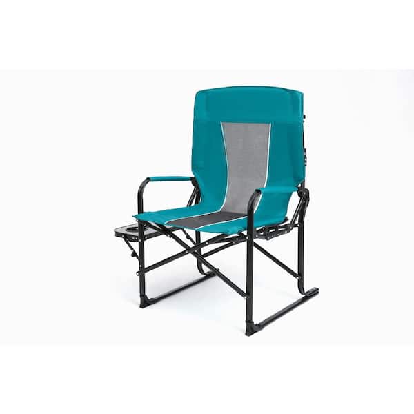 Blue Camping Directors Chair, Heavy Duty, Oversized Portable Folding Chair with Side Table