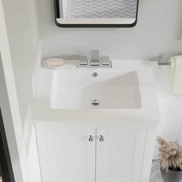 Swiss Madison Voltaire 25 in. Vanity Top in Glossy White with 1-Basin