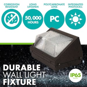 100-Watt Equivalent Integrated LED Bronze Wet Rated Wall Pack Light, 5000K