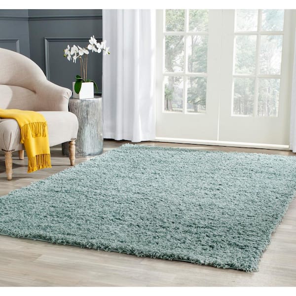 Athens Shag Seafoam Doormat 3 ft. x 5 ft. Solid Area Rug