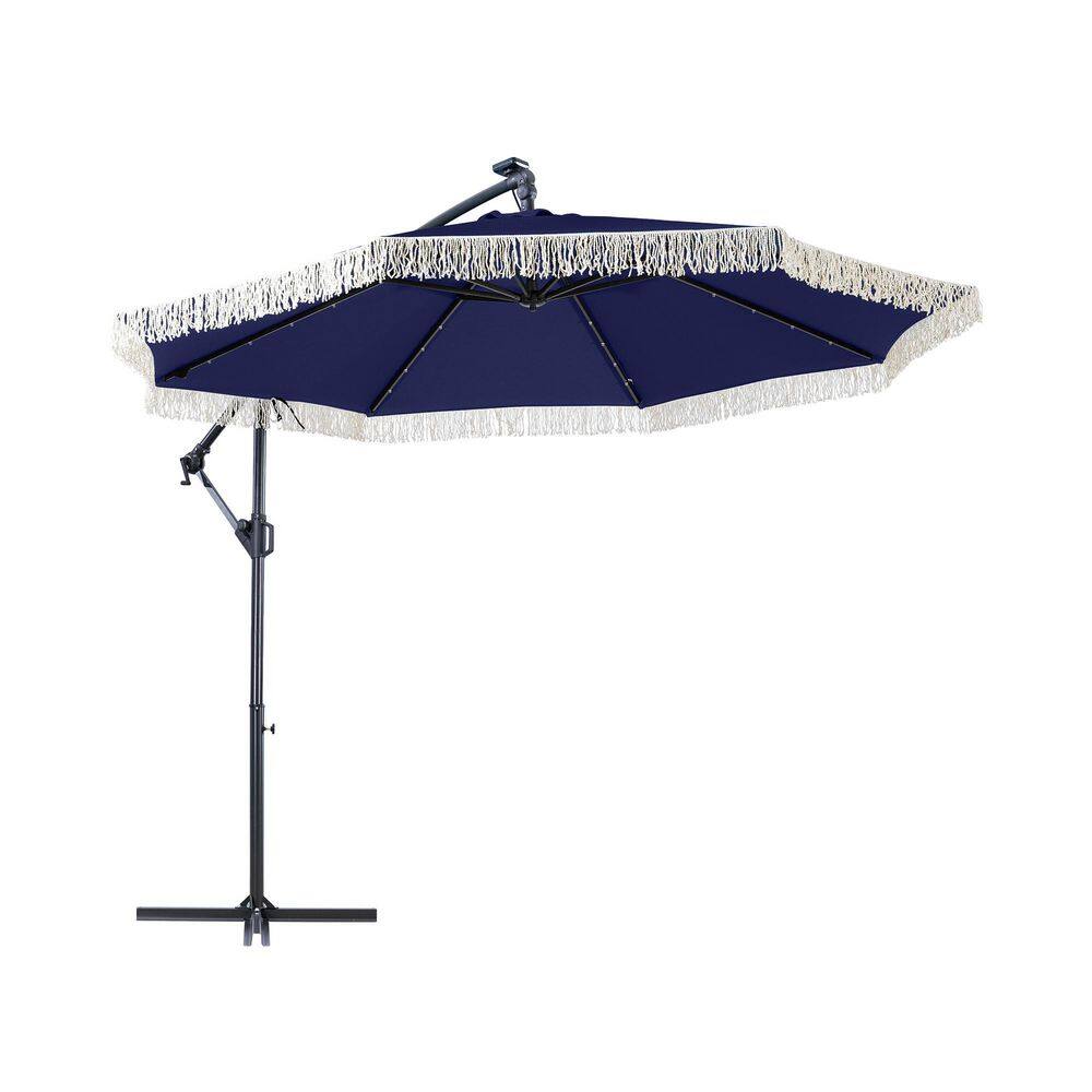 10 ft. Cantilever Tassel Design Patio Umbrella in Navy Blue with 360° Rotation, Detachable Structure price history on PriceWatchPro