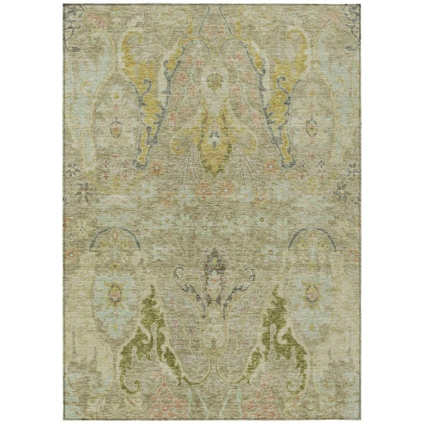 Chantille Machine Washable Indoor/Outdoor Abstract ACN1932 Khaki 8 ft. x 10 ft. Area Rug
