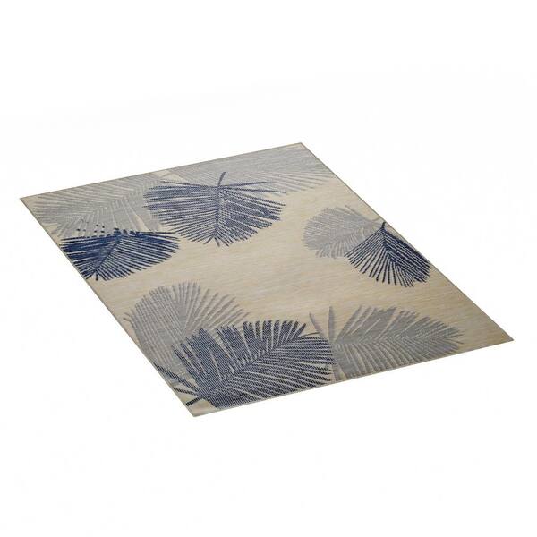 Lavish Home Blue And Tan 5 Ft X 7 Ft Tropical Palm Indoor Outdoor Area Rug 62hd 30341 57palmblu The Home Depot