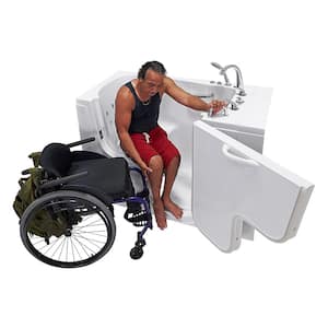 Wheelchair Transfer 52 in. Acrylic Walk-In Whirlpool Bathtub in White with Faucet Set, Heated Seat, RHS 2 in. Dual Drain