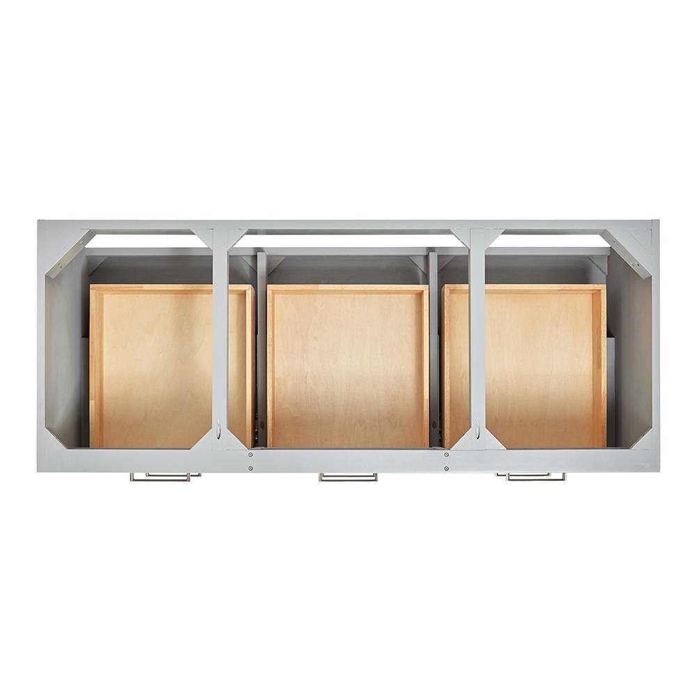 54" Gray Solid Hardwood Wall-Mounted Single Vanity Base