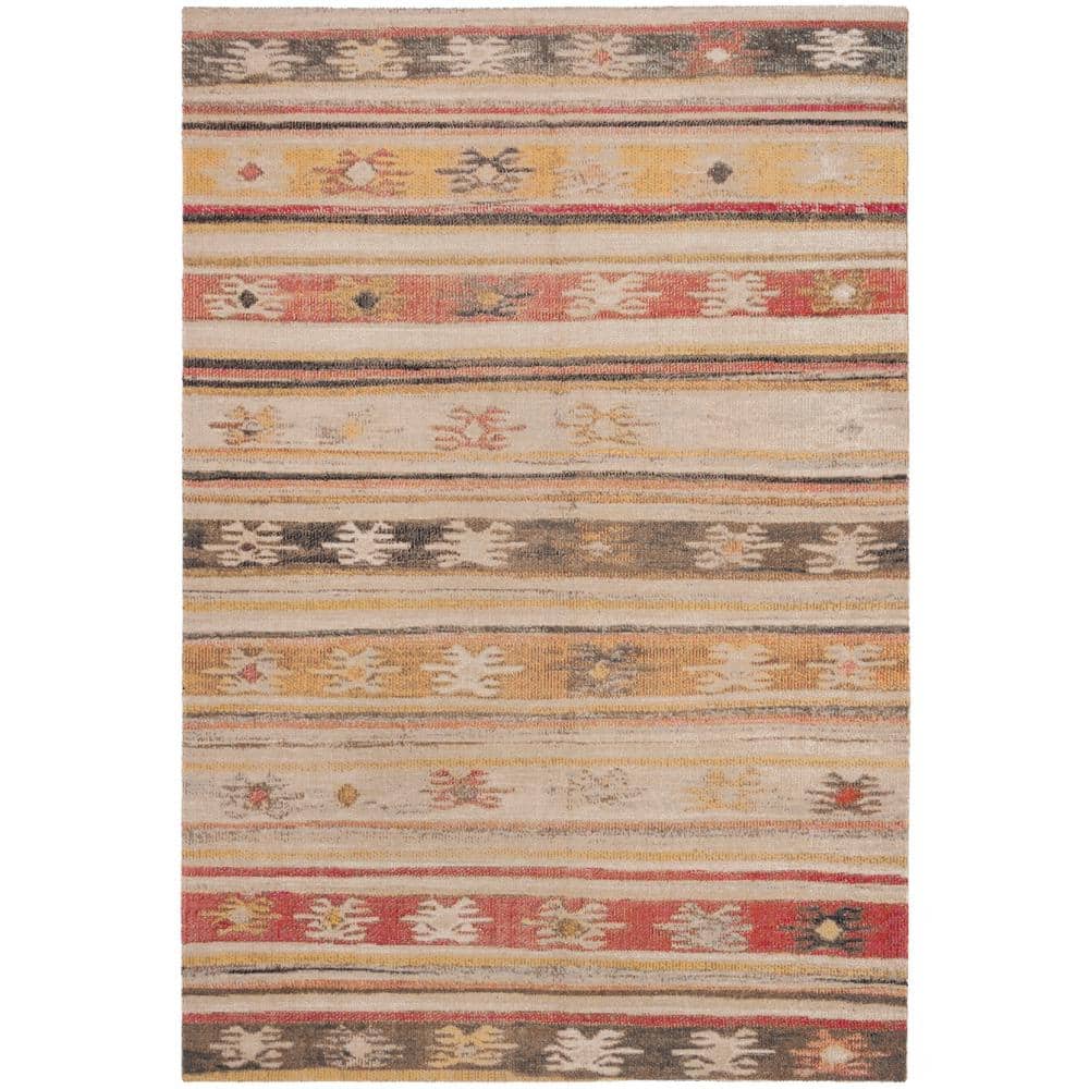 Taupe and Multi Stripe Low Pile Outdoor Rug