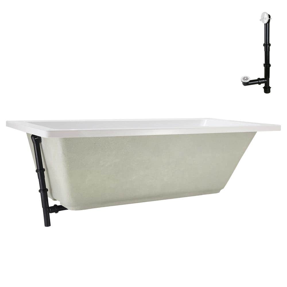66" x 34" Glossy White Acrylic Soaking Drop-In Bathtub