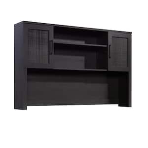 Tiffin Line 65.984 in. Raven Oak Desk Hutch with Adjustable Shelves and Framed Doors