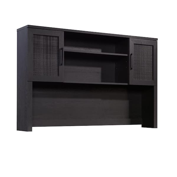 SAUDER Tiffin Line 65.984 in. Raven Oak Desk Hutch with Adjustable Shelves and Framed Doors