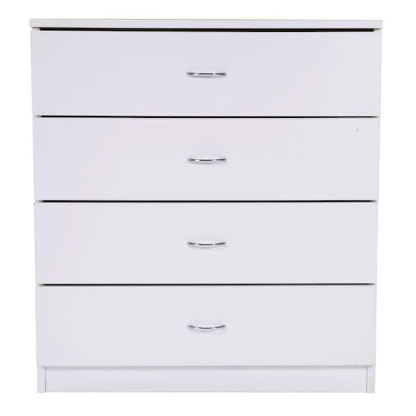 Karl home Modern Simple 4-Drawer Chest of Drawers White 13 in. W x 28.74 in. H