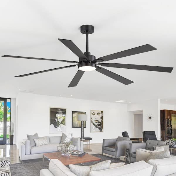 Payne 72 in. Black Standard Ceiling Fan with Integrated LED, Downrod, Black/Brown Blade and Remote Included