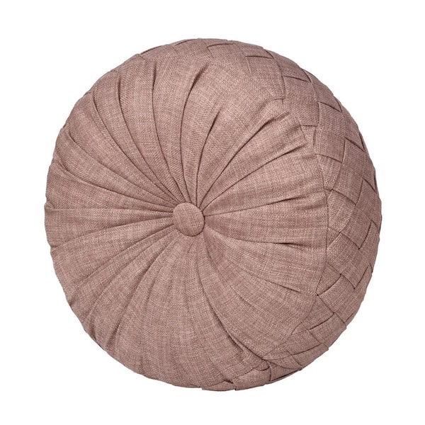 Unbranded Safia Dusty Rose Polyester Solid Tufted Round Decorative Throw Pillow 15 in. L x 15 in. W