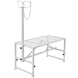 64.1x47in. Stationary Goat & Sheep Stand 500 lbs. Loading Weight White 21 to 33 in. Adjustable Height Grinder Stand