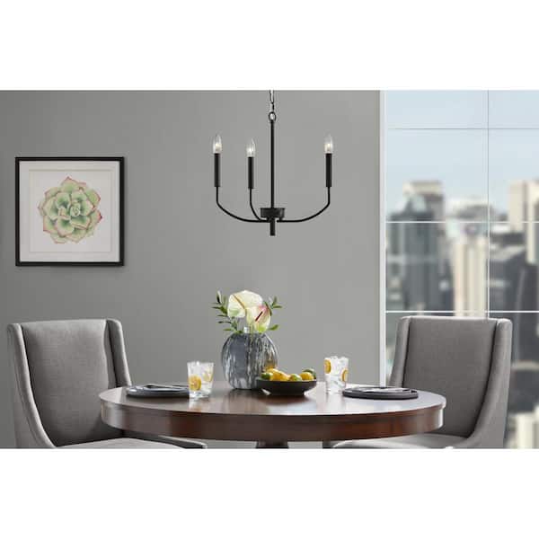 3 Light Matte Black Finish Chandelier