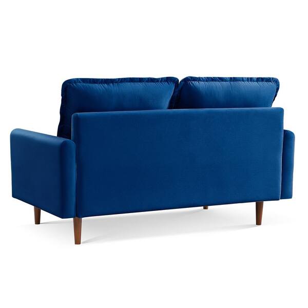 Modern Cambered Series 69 in. Round Arm Velvet Polyester Modern Straight  Sofa in Blue