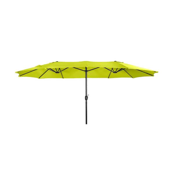 WESTIN OUTDOOR Bali Outdoor Double Sided 15 ft. x 9 ft. Rectangular Twin Market Patio Umbrella with Crank in Lime Green