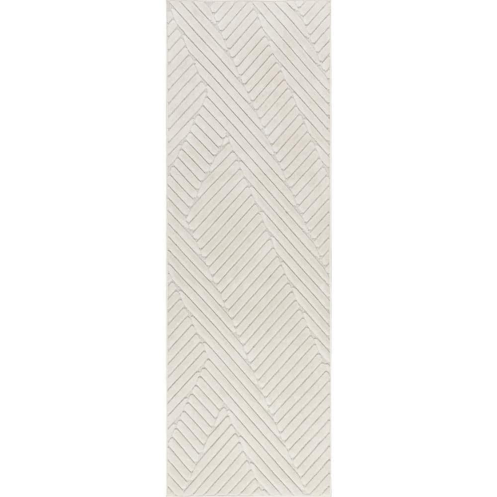 Amal High-Low Geometric Indoor/ Outdoor Cream 3 ft. x 8 ft. Outdoor Runner Rug price history on PriceWatchPro