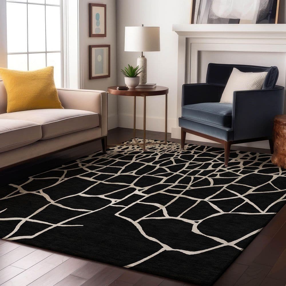 Mayfield Premium Machine Washable Abstract AMF1049 Black 8 ft. x 10 ft. Area Rug price history on PriceWatchPro