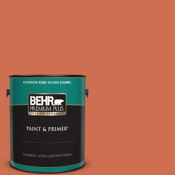 BEHR PREMIUM PLUS 1 gal. #M180-6 Tiki Torch Semi-Gloss Enamel Exterior Paint & Primer