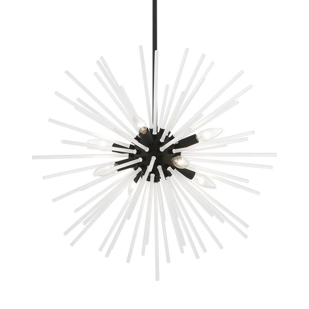 Uptown Antique Brass 8-Light Pendant with Acid Etched Rods