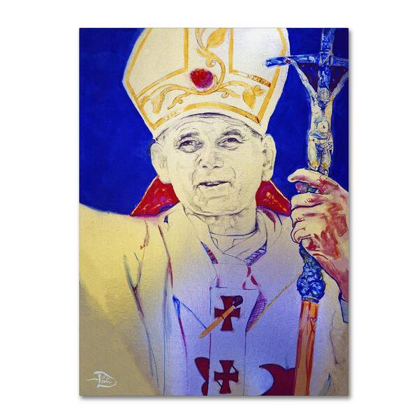 Trademark Fine Art 47 in. x 35 in. "Pope John Paul II" by Lowell S.V. Devin Printed Canvas Wall Art