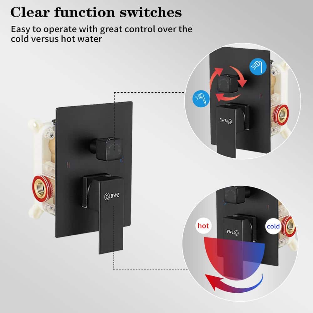 Matte Black Stainless Steel Rain Shower System with Handheld