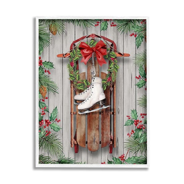 Winter Ice Skates and Sled by Conrad Knutsen 1-Piece Framed Graphic Print Nature Poster Art Print 30 in. x 24 in.