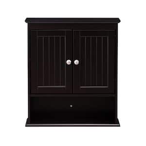 21.5 in. W x 7.48 in. D x 24 in. H Brown Wall Mounted Bathroom Cabinet Over The Toilet Cabinet with Doors and Shelves
