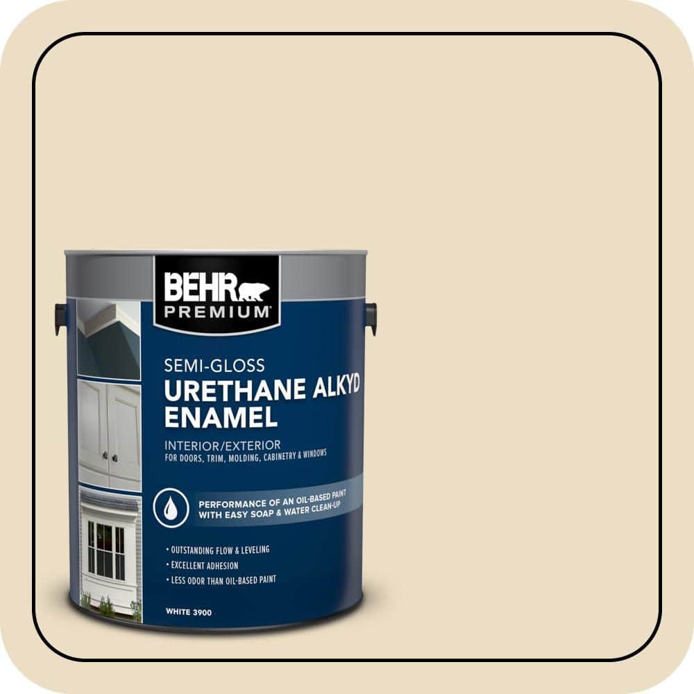 BEHR PREMIUM 1 gal. #22 Navajo White Urethane Alkyd Semi-Gloss