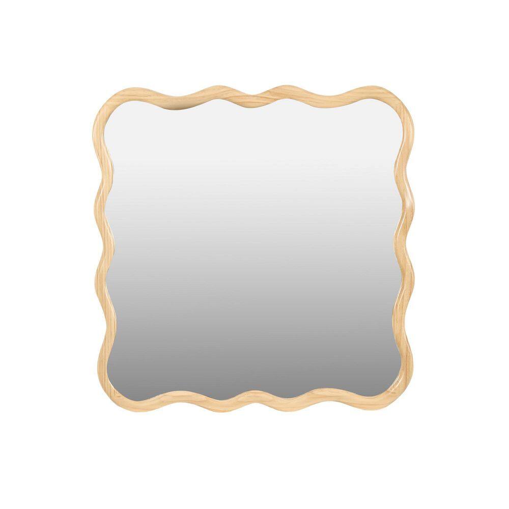 Wavy Decor 36 in. W x 36 in. H Square Framed Wall Mount Bathroom Vanity Mirror in Beige price history on PriceWatchPro