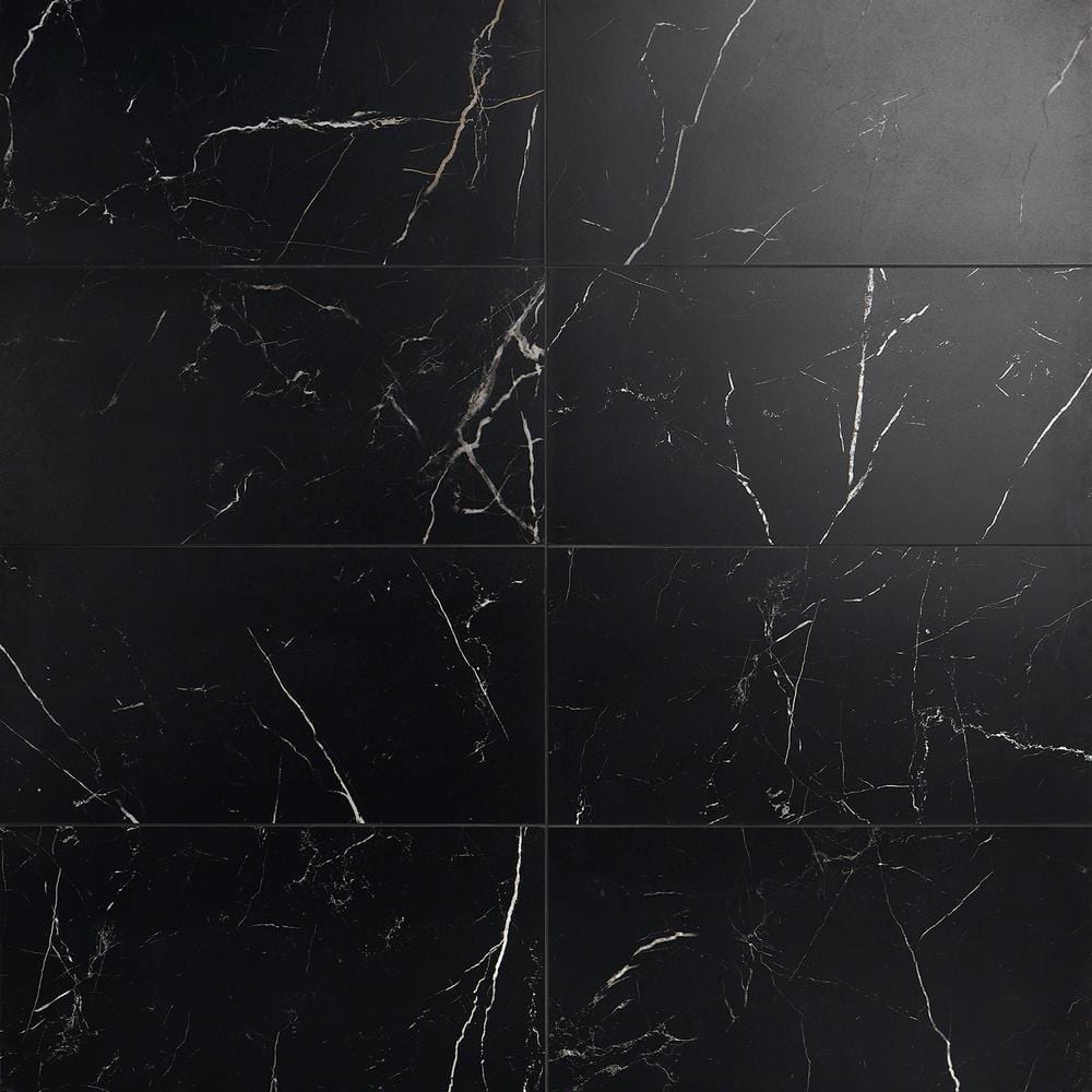 Marmo Black 4 in. x 0.39 in. Matte Marble Look Porcelain Mosaic Tile Sample price history on PriceWatchPro