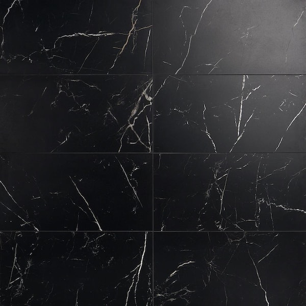 Ivy Hill Tile Marmo Black 11.81 in. x 23.62 in. Matte Marble Look Porcelain Floor and Wall Tile (11.62 sq. ft./Case)
