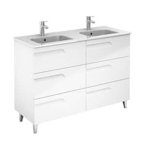 Vitale 48 in. W x 18 in. D 6-Drawers Vanity in White with White Basin