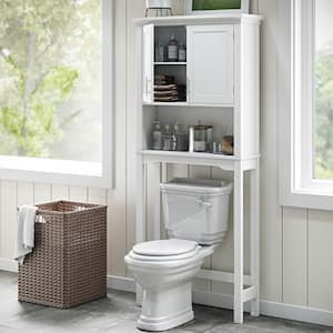 Somerset Collection 27.3 in. W x 64.2 in. H x 7.87 in. D White Over-the-Toilet Storage