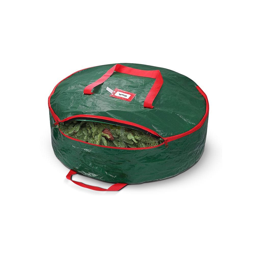 OSTO 36 in. Green Plastic Water Resistant Christmas Artificial Wreaths Storage Protection Bag