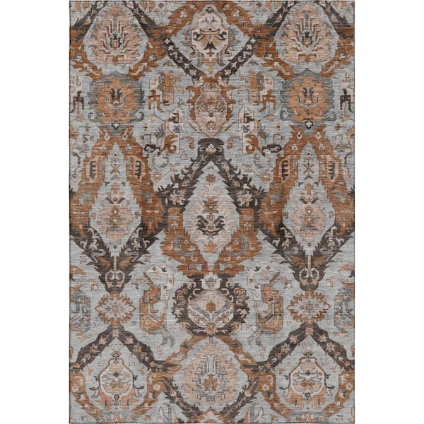 Mayfield Premium Machine Washable Abstract AMF1921 Paprika 9 ft. x 12 ft. Area Rug