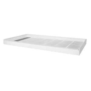 60 in. L x 32 in. W Single Threshold Alcove Shower Pan Base with Left Drain in White