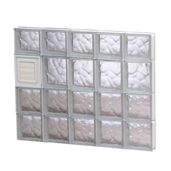 Clearly Secure 28.75 in. x 25 in. x 3.125 in. Frameless Wave Pattern Glass Block Window with Dryer Vent